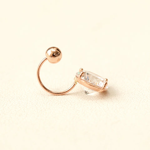 14K Gold Cubic Belly Button Earring 20G