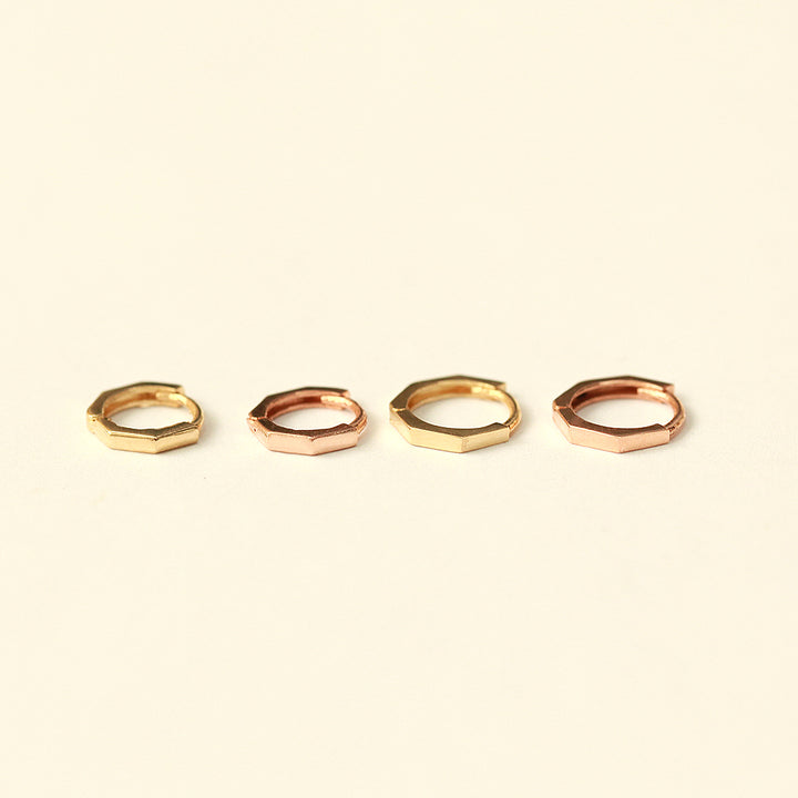 14K Gold Hexagon Hoop Earring