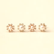 14K Gold Pearl Flower Cubic Cartilage Earring 20G18G16G