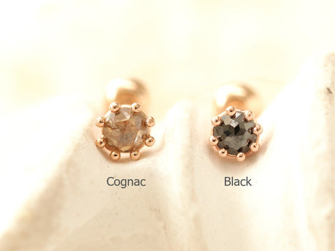 14K Gold Triangle Ball Rough Diamond Cartilage Earring 20G18G16G