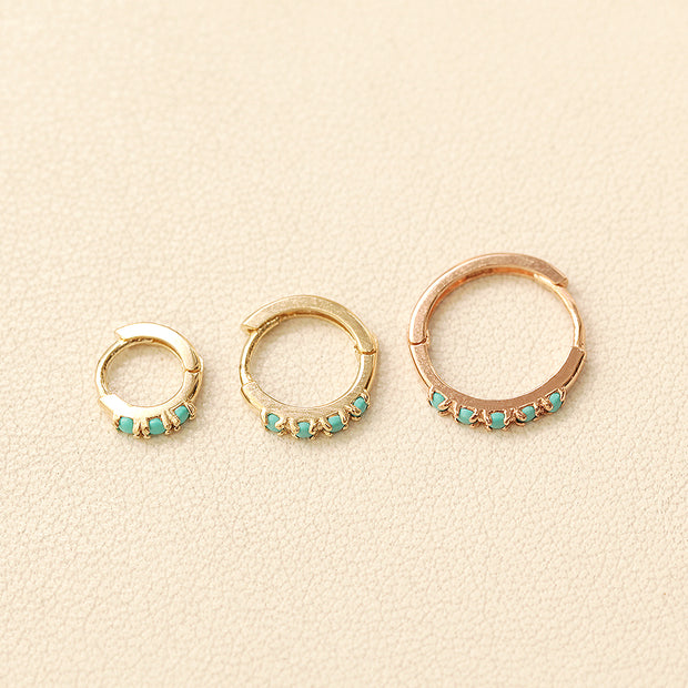 14K Gold Turquoise Conch Hoop Earring
