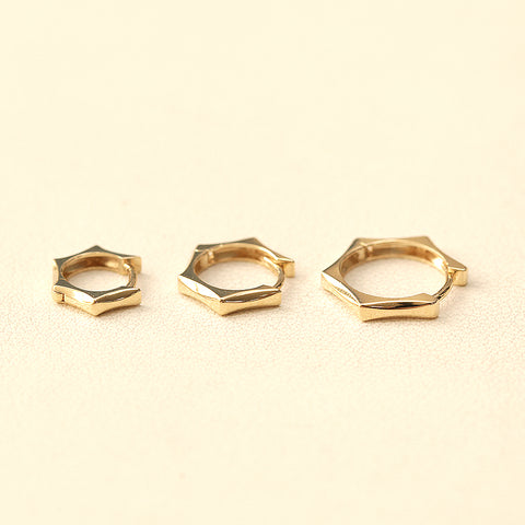 14K Gold Pentagon Hoop Earring 20G