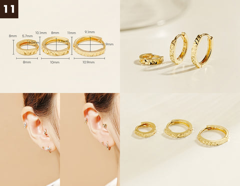 14K Gold Bling Ring Hoop Earring