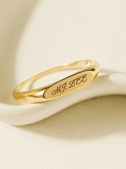 14K 18K Gold Flat Engraving Lettering Ring