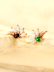 14K Gold Colorful CZ Feather Cartilage Earring 18G16G