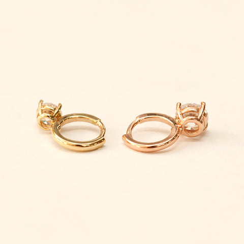 14K Gold Daily Colorful Cubic Hoop Earring