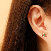 14K Gold Edge Double V Shape Cartilage Earring 18G16G
