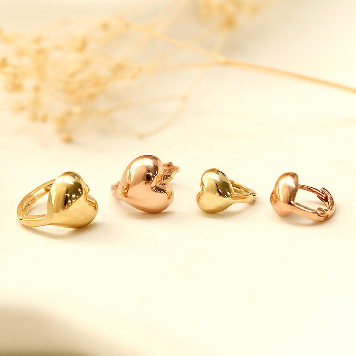 14K Gold Volume Heart Star Hoop Earring