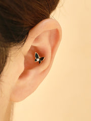 14K Gold Enamel Cubic Butterfly Cartilage Earring 20g