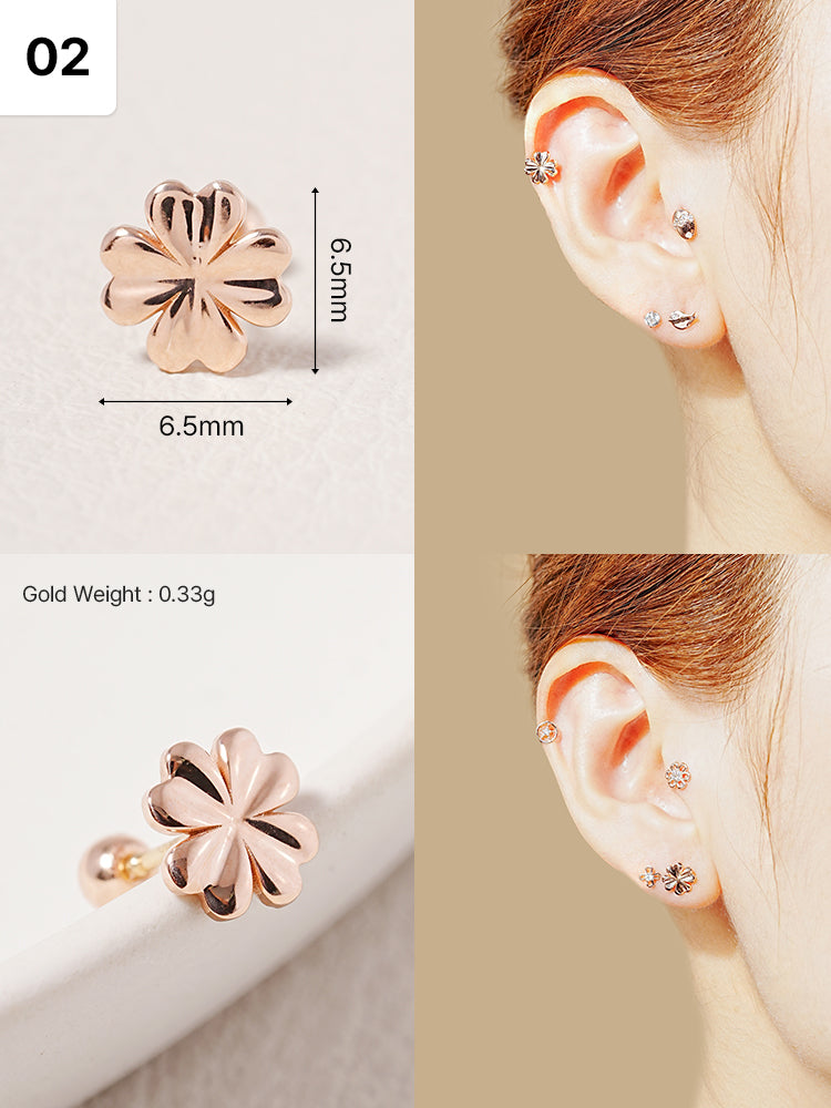 14K Solid Gold Wish Cartilage Earrings Collection 20G