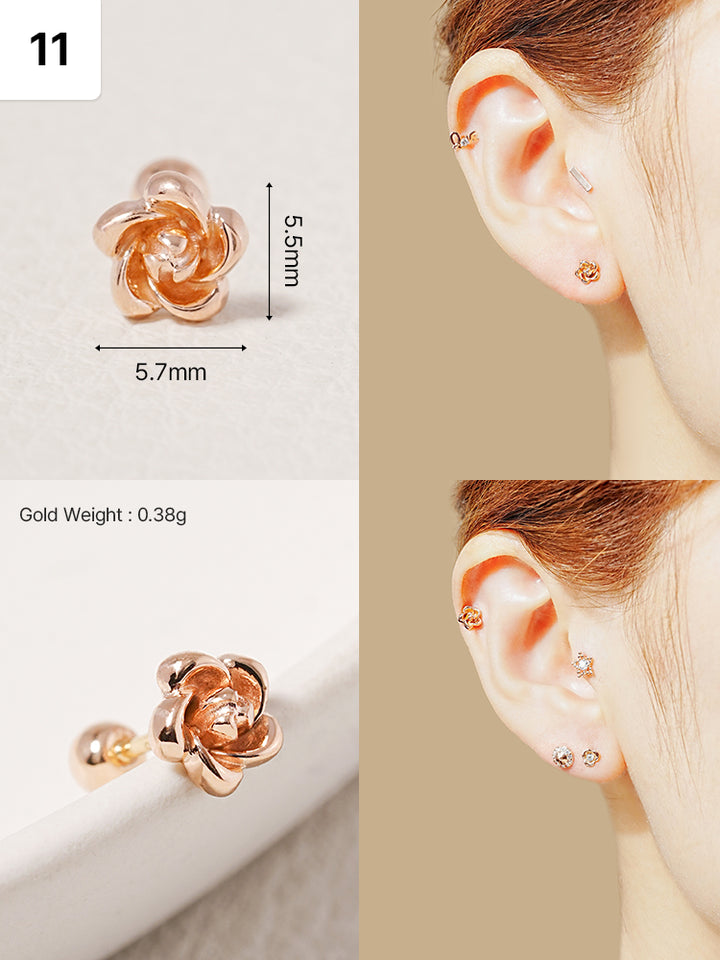 14K Solid Gold Wish Cartilage Earrings Collection 20G