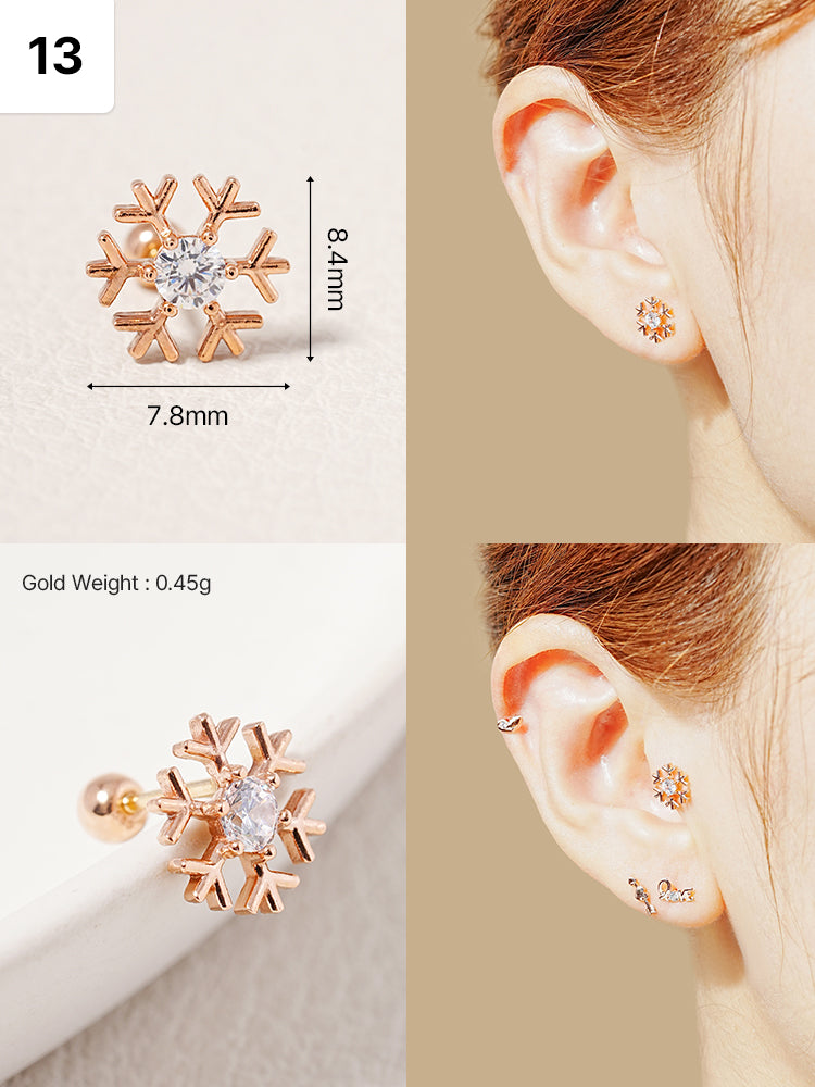 14K Solid Gold Wish Cartilage Earrings Collection 20G