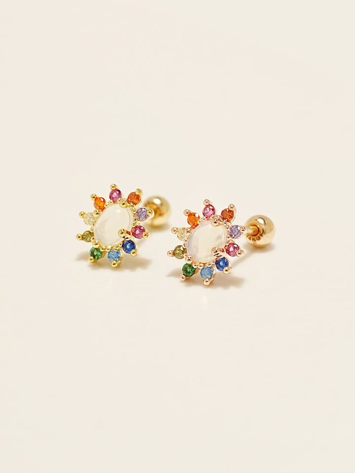14KGF Flower Rainbow Earring 20G