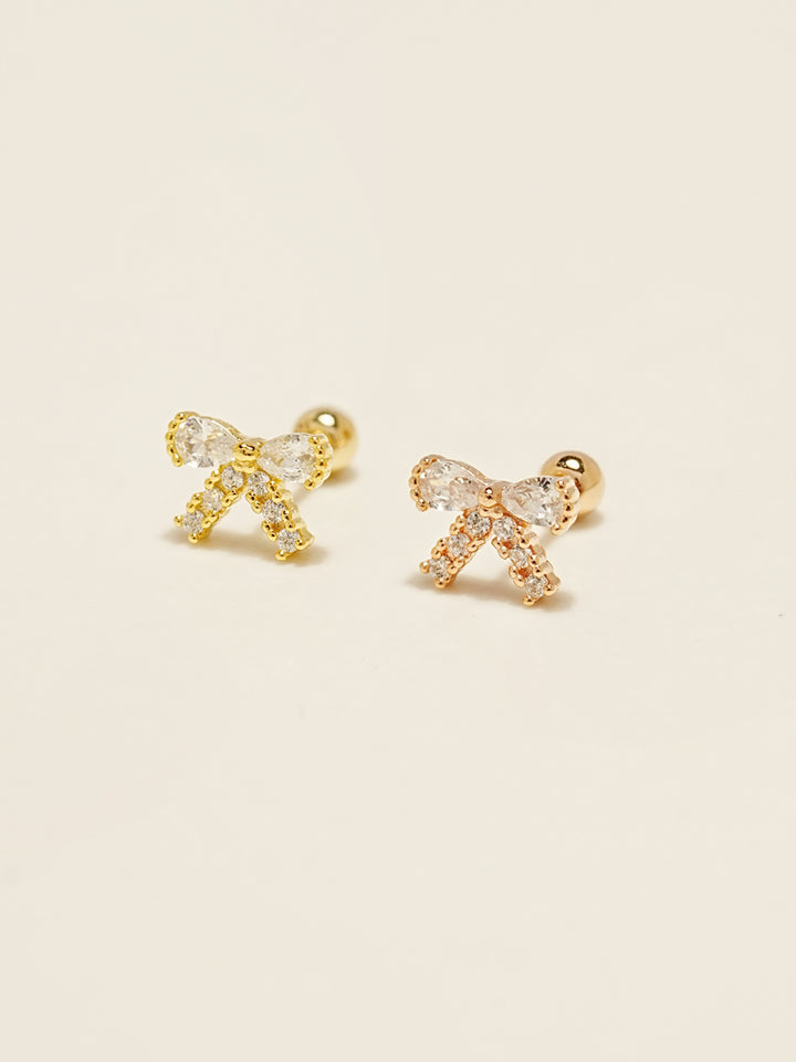 14KGF Lovely Tweed Ribbon Earring 20G