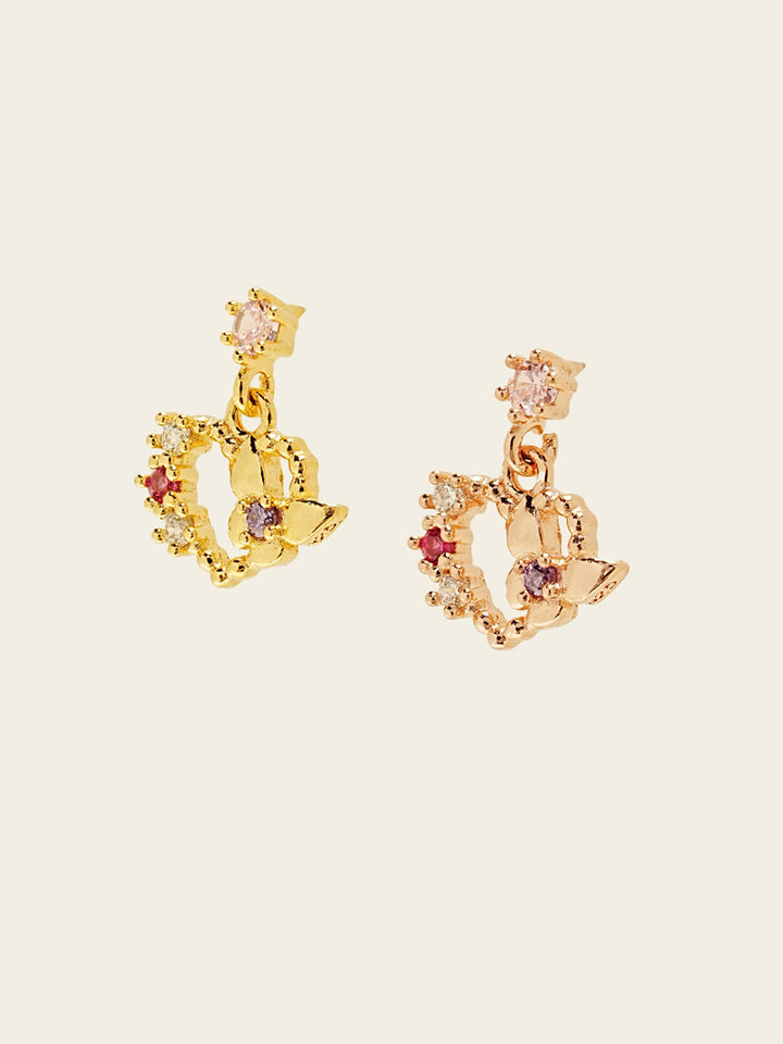 14KGF Heart Butterfly Earring 20G