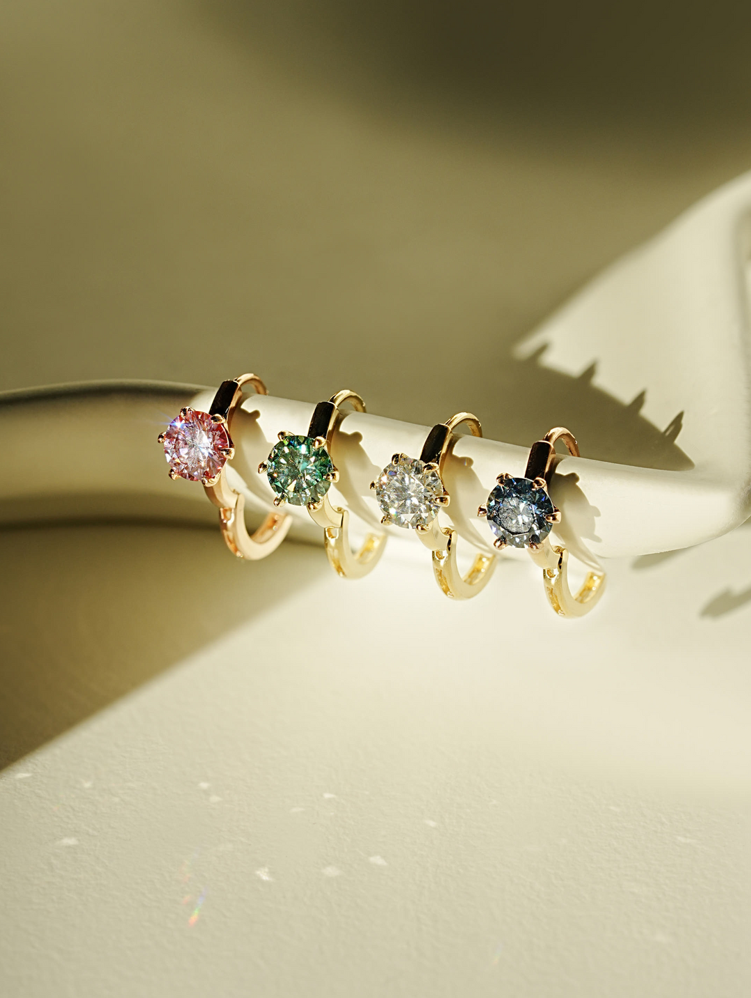 14K 18K Gold Moissanite Dia Color Cartilage Hoop Earring S,M,L