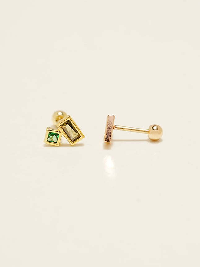 14KGF Square Twin Earring 20G