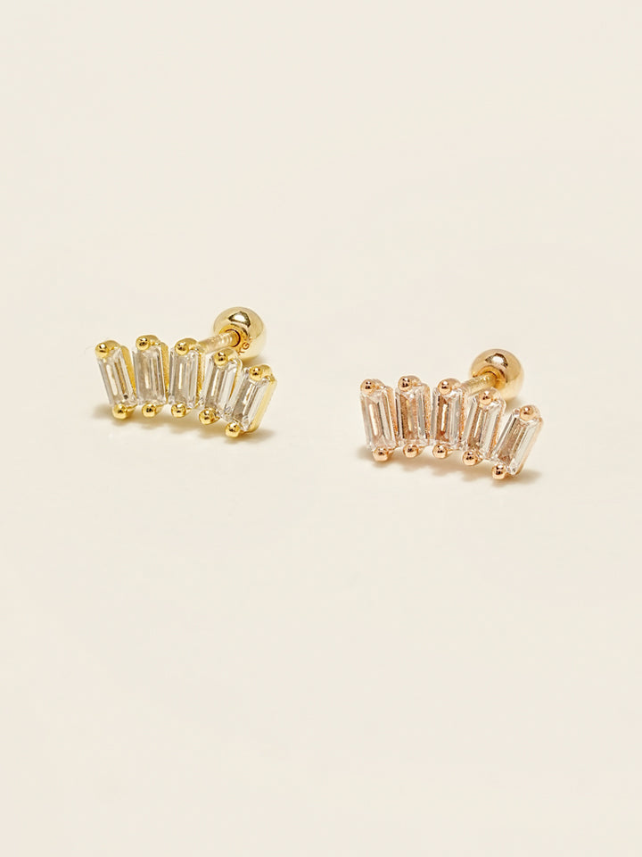 14KGF Square Crystal Earring 20G
