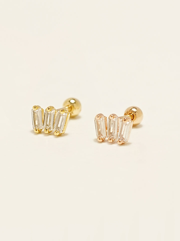 14KGF Square Baguette Earring 20G