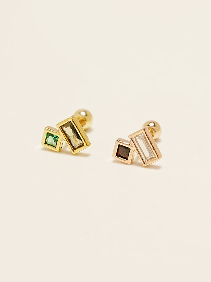 14KGF Square Twin Earring 20G