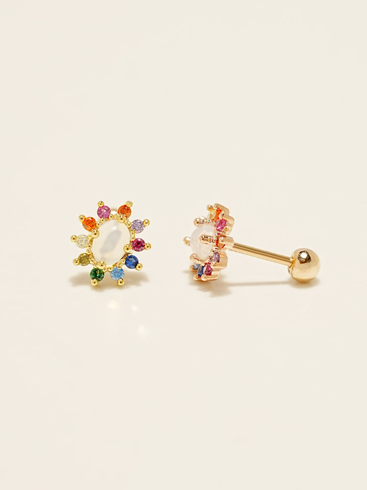14KGF Flower Rainbow Earring 20G