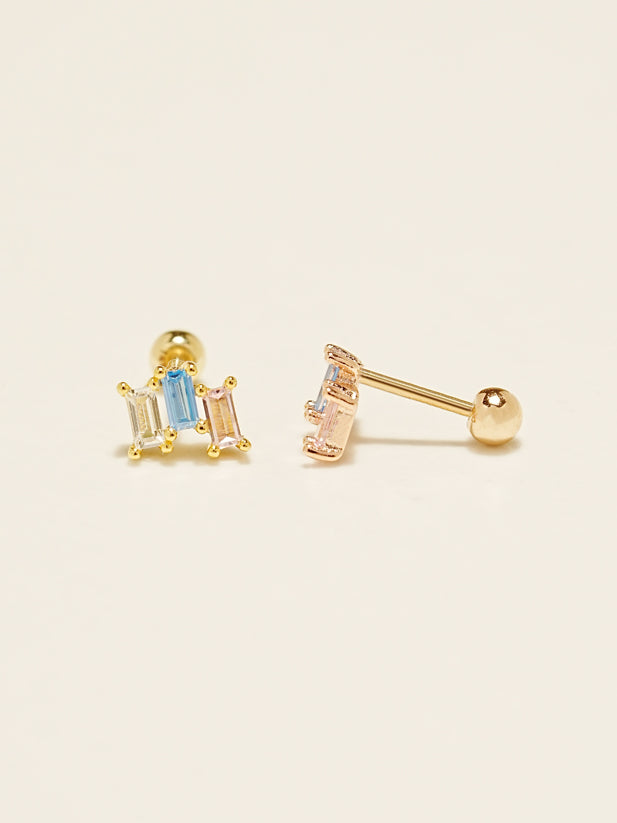 14KGF Square Xylophone Earring 20G