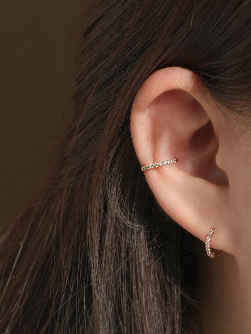 14K Gold Daily CZ Cartilage Hoop Earring
