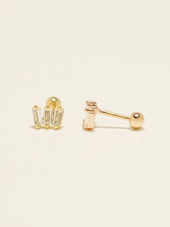 14KGF Square Baguette Earring 20G