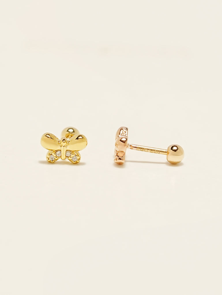 14KGF Round Butterfly Earring 20G