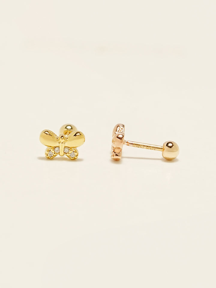 14KGF Round Butterfly Earring 20G