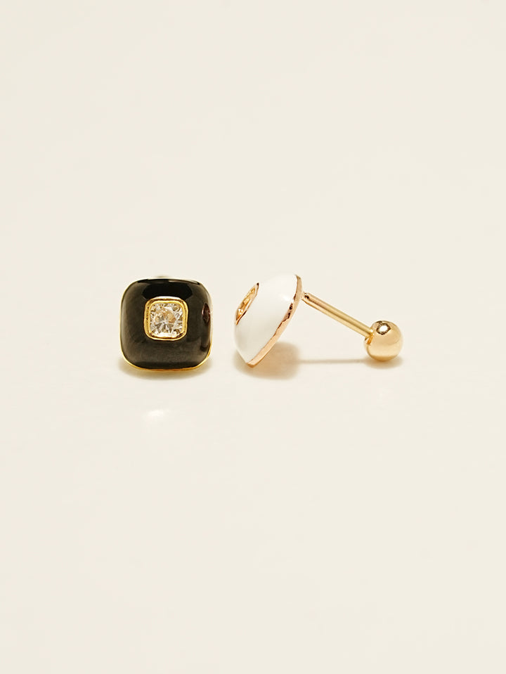 14KGF Enamel Square Earring 20G