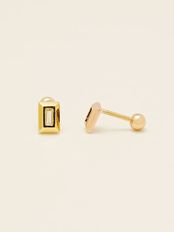 14KGF Square Cubic Earring 20G
