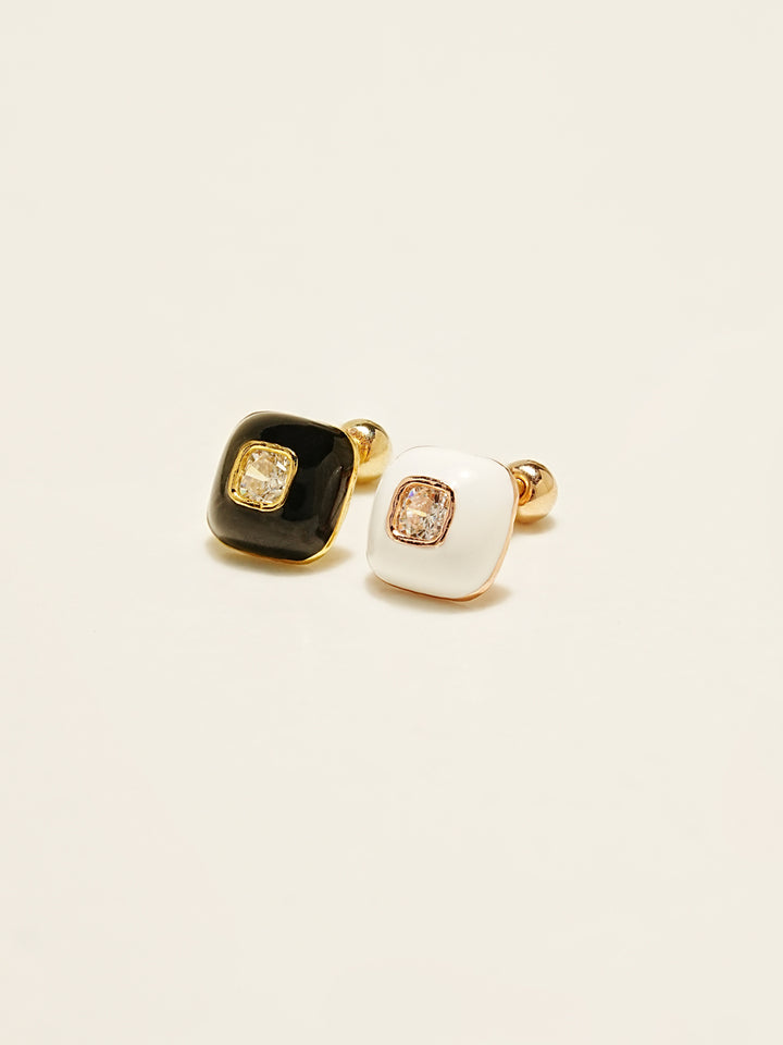 14KGF Enamel Square Earring 20G
