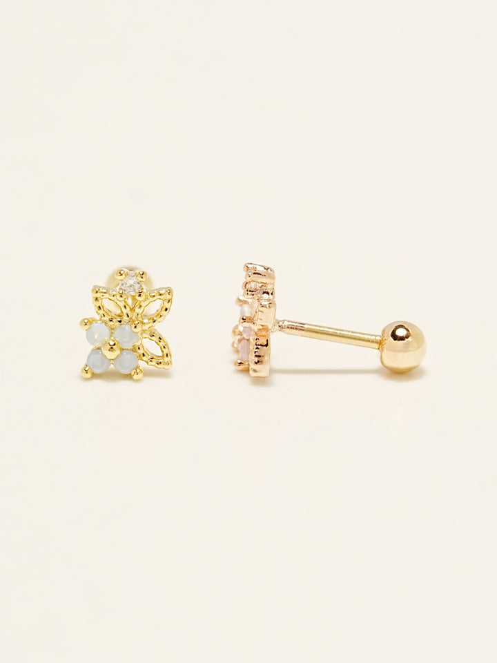14KGF Flower Double Earring 20G