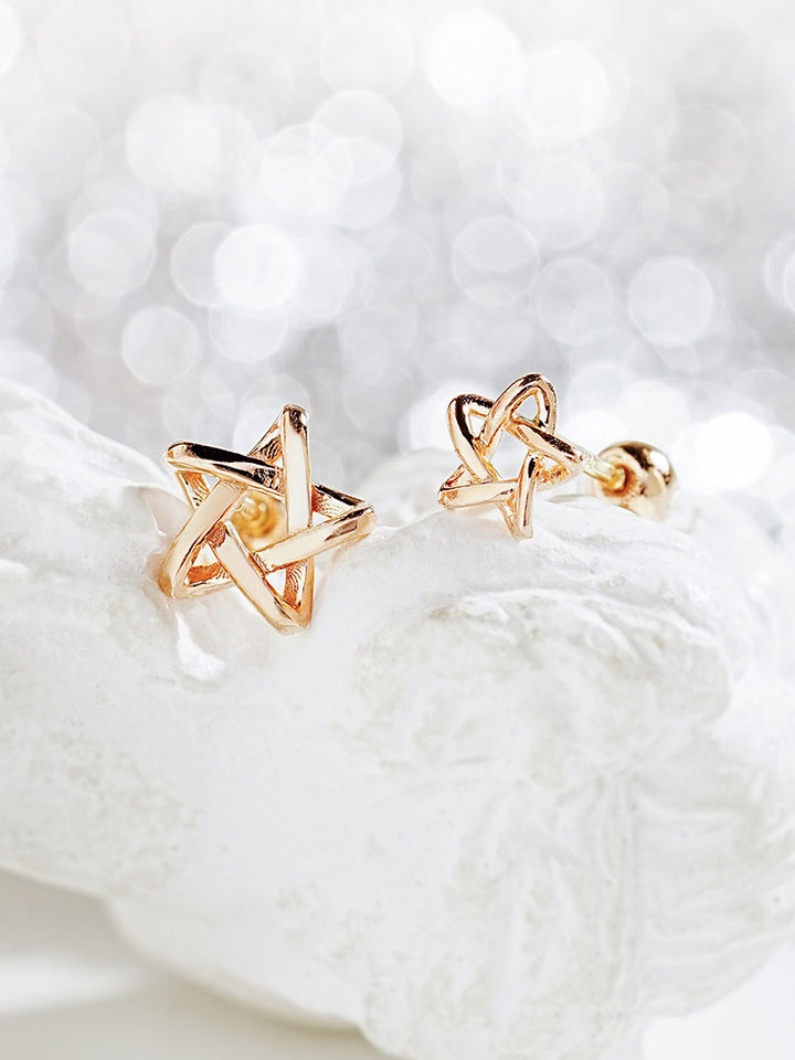 14K Gold Star Point Cartilage Earring 20G