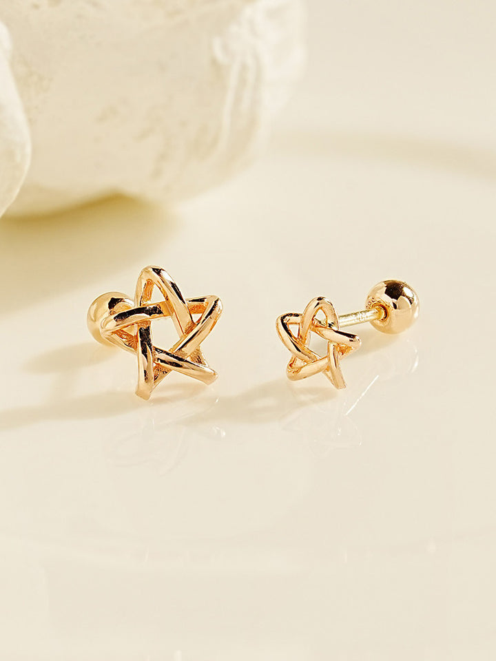 14K Gold Star Point Cartilage Earring 20G