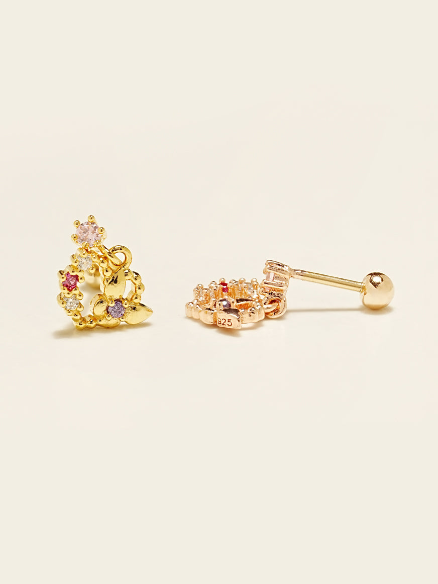 14KGF Heart Butterfly Earring 20G