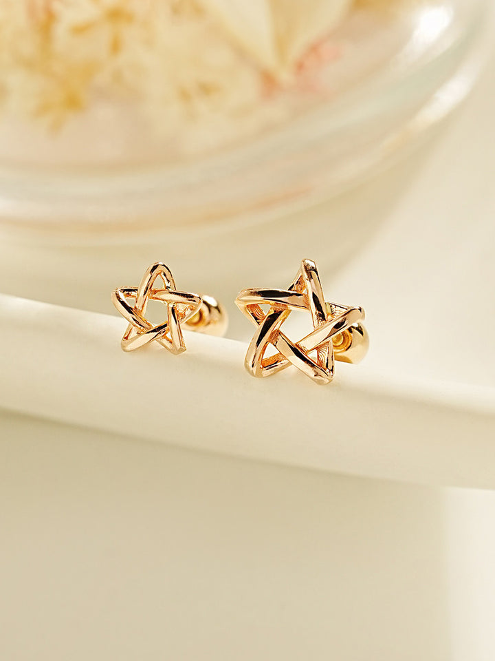 14K Gold Star Point Cartilage Earring 20G