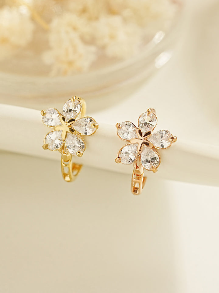 14K 18K Solid Gold Stella Flower Cartilage Hoop Earring