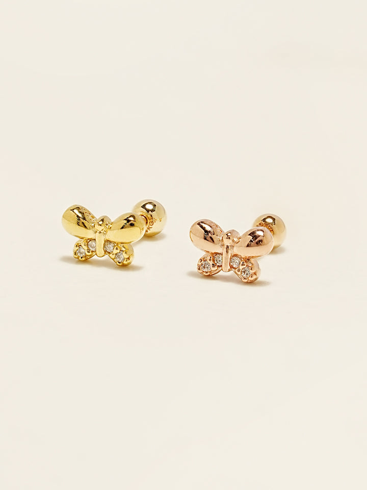 14KGF Round Butterfly Earring 20G