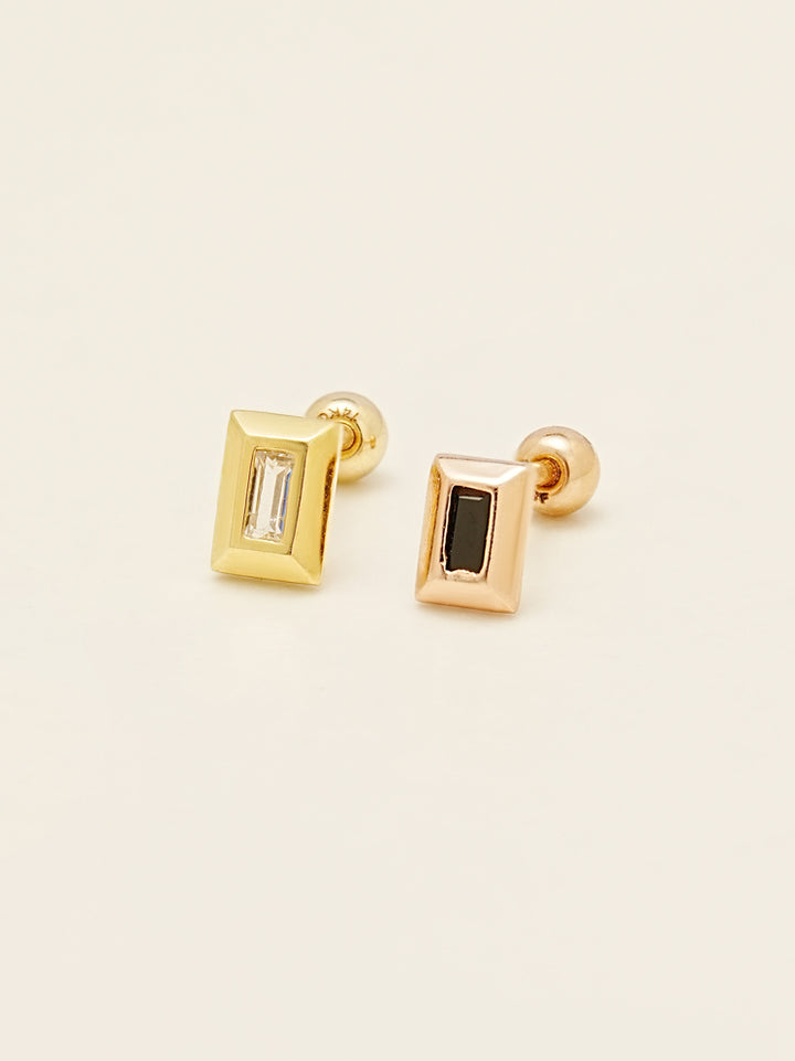14KGF Square Cubic Earring 20G