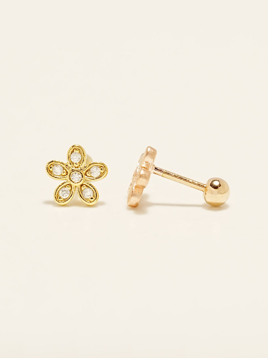 14KGF Flower Cloud Earring 20G