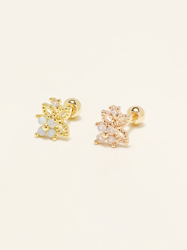 14KGF Flower Double Earring 20G