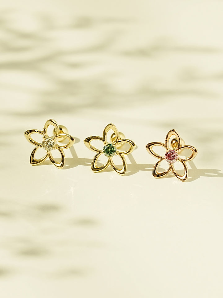 14K Solid Gold Moissanite Dia Olivia Flower Cartilage Earring 20G18G16G