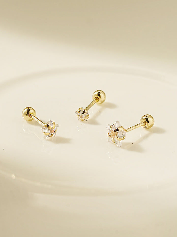 14K Gold Crystal Star Cartilage Earring 20G