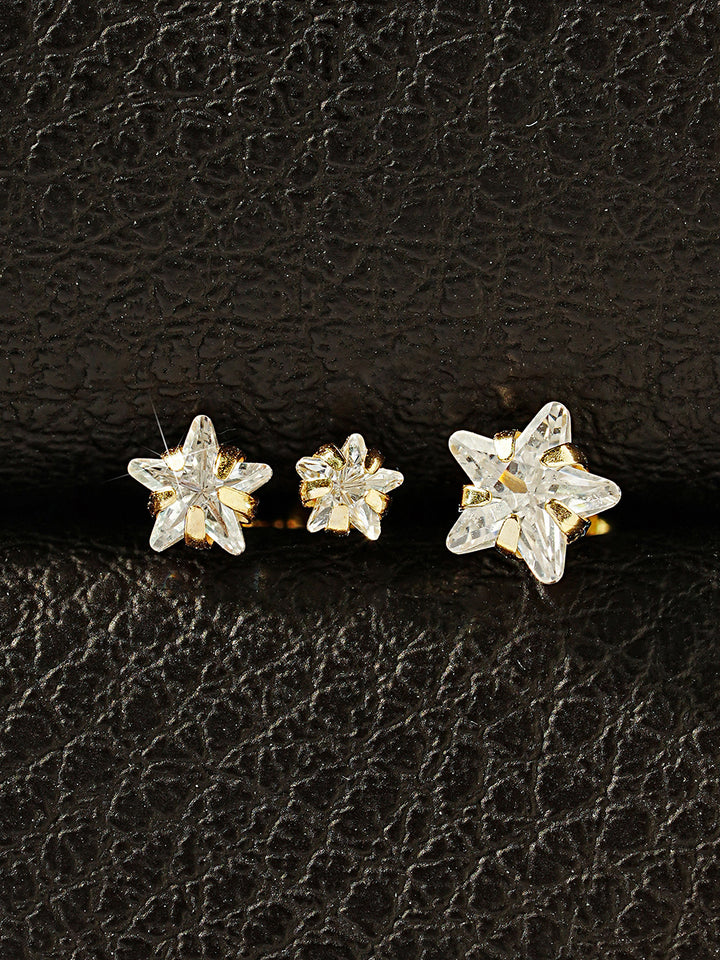 14K Gold Crystal Star Cartilage Earring 20G