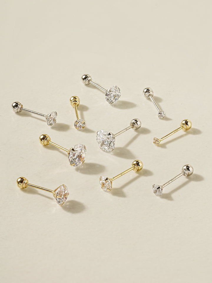 14K Gold Daily Cubic Cartilage Earring 20G