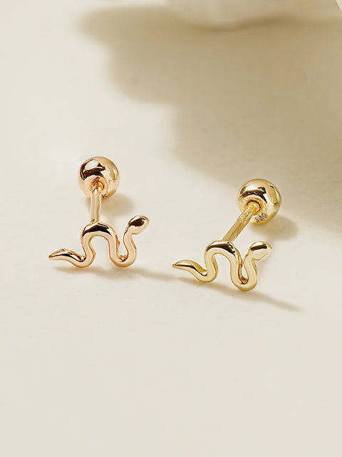 14K Gold Slay Snake Earring 20G18G16G