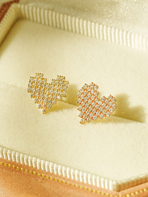 14K Gold Pixel Heart Cartilage Earring 18G16G