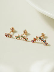 14K Gold Colorful Tiara Cartilage Earring 18G16G